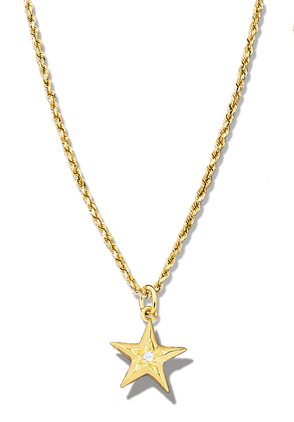 Star Pendant Faceted Single Diamond 