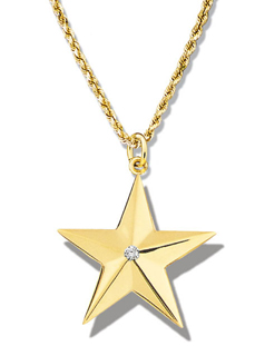 Star Large Faceted Single Diamond Pendant 