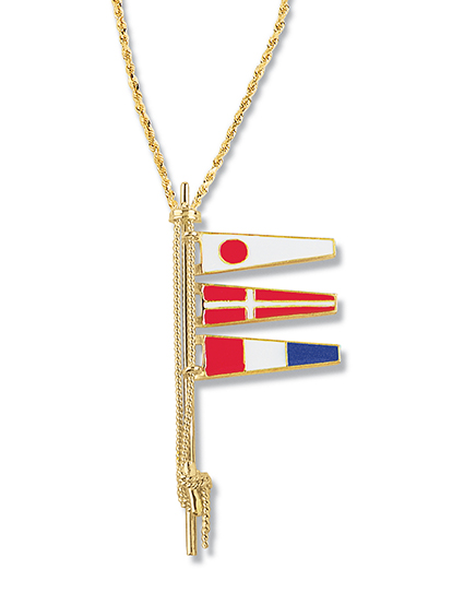 Enamel Numeral Pennant Pendant  - triple