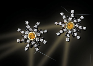 Diamond Sunburst Earrings 