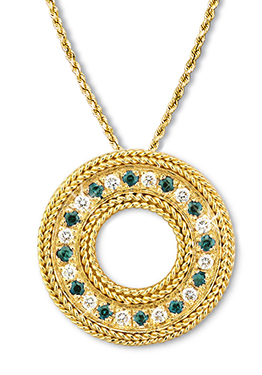 Rope Bands Circle Pendant Emerald/Diamond 