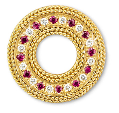 Rope Bands Circle Pin Ruby/Diamond 