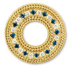 Rope Bands Circle Pin Sapphire/Diamond 