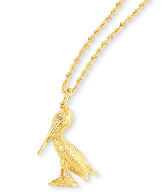 Pelican With Diamond Eye Pendant 