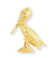 Pelican With Diamond Eye Pin 