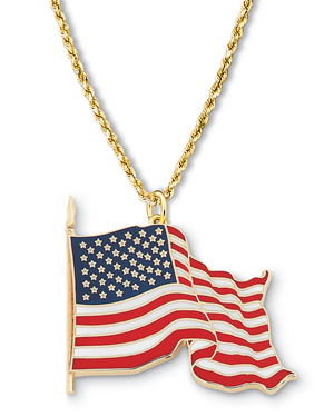 American Flag Large Enamel Pendant 