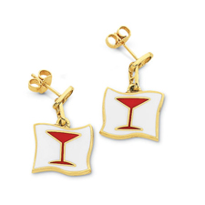 Cocktail Glass Enamel Earrings 