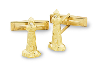 Lighthouse Cuff Links w/Diamond Beacon 